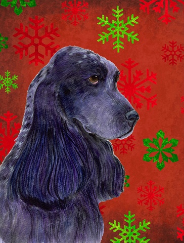 Cocker Spaniel Red Green Snowflakes Holiday Christmas Flag Canvas House Size