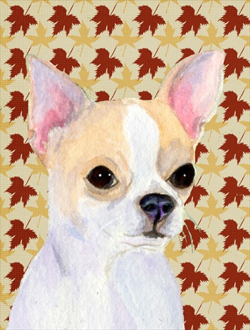 Chihuahua Fall Leaves Portrait Flag Canvas House Size