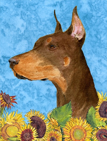 28 x 40 in. Doberman Flag Canvas House Size