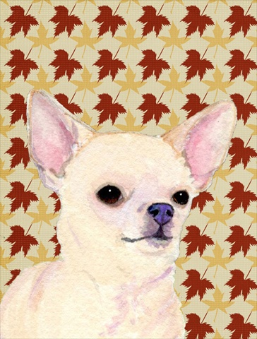 Chihuahua Fall Leaves Portrait Flag Canvas House Size