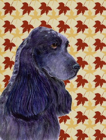15 x 15 in. Cocker Spaniel Fall Leaves Portrait Flag Garden Size