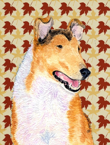 Collie Smooth Fall Leaves Portrait Flag Canvas House Size