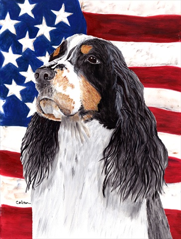 Usa American Flag With Springer Spaniel Flag Garden Size