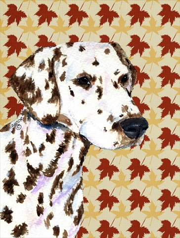 Dalmatian Fall Leaves Portrait Flag Canvas House Size