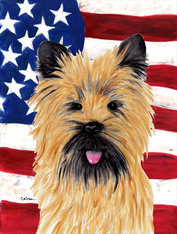 Usa American Flag With Cairn Terrier Flag Canvas House Size