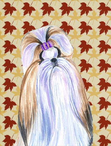 Shih Tzu Fall Leaves Portrait Flag Canvas House Size