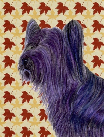 15 x 15 in. Skye Terrier Fall Leaves Portrait Flag Garden Size
