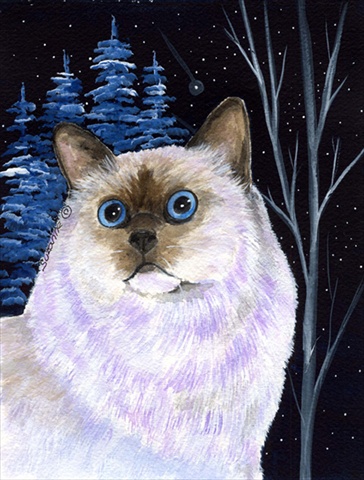11 x 15 in. Starry Night Cat Birman Flag Garden Size