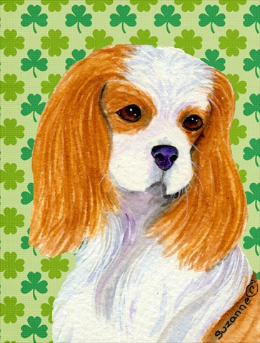 Cavalier Spaniel St. Patricks Day Shamrock Portrait Flag Canvas House Size