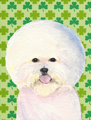 Bichon Frise St. Patricks Day Shamrock Portrait Flag