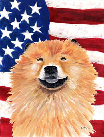 Usa American Flag With Chow Chow Flag Garden Size