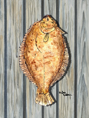 11 x 15 in. Fish Flounder Flag Garden Size