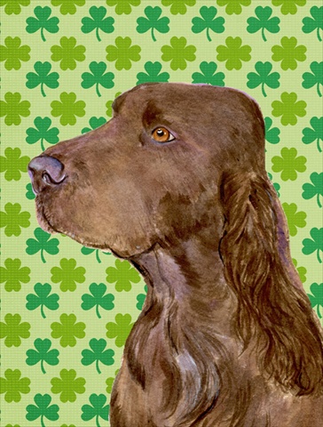 Field Spaniel St. Patricks Day Shamrock Portrait Flag Canvas House Size
