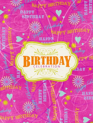 Happy Birthday Pink Flag Canvas House Size