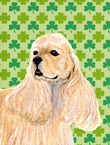 11 x 15 in. Cocker Spaniel St. Patricks Day Shamrock Portrait Flag Garden Size