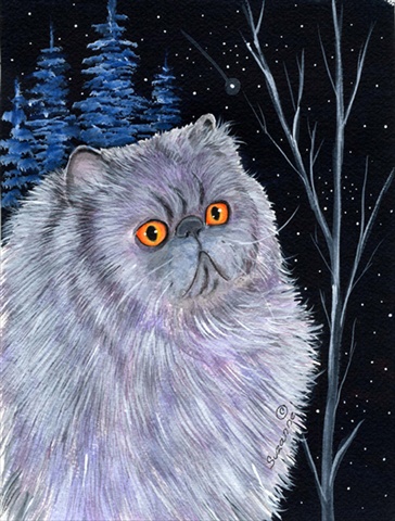 11 x 15 in. Starry Night Cat Persian Flag Garden Size