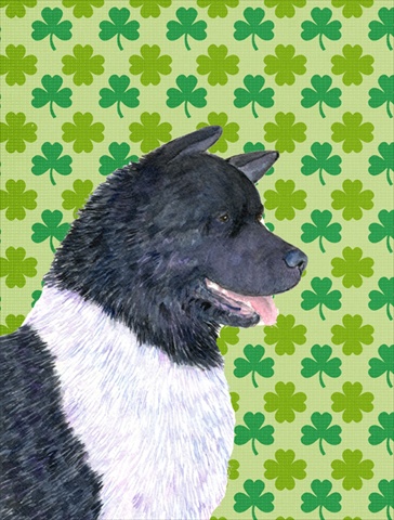 Akita St. Patricks Day Shamrock Portrait Flag Canvas House Size