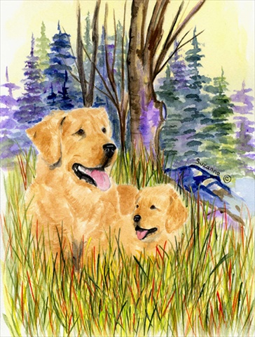 28 x 40 in. Golden Retriever Flag Canvas House Size