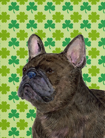 French Bulldog St. Patricks Day Shamrock Flag Canvas House Size