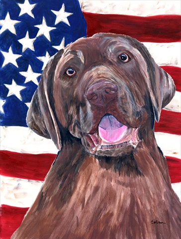Usa American Flag With Labrador Flag Garden Size