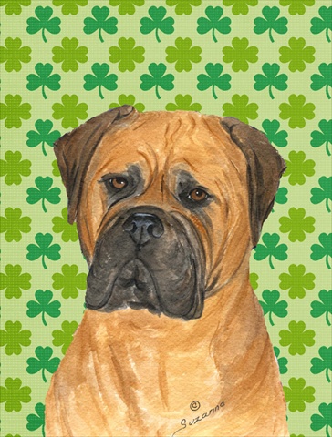 Bullmastiff St. Patricks Day Shamrock Portrait Flag Canvas House Size