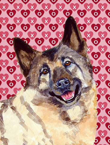 Norwegian Elkhound Hearts Love And Valentines Day Flag Canvas House Size
