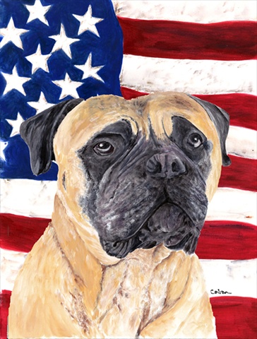 USA American Flag With Mastiff Flag Canvas House Size