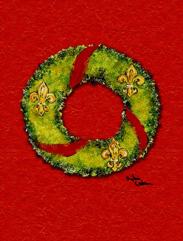 11 x 15 in. Christmas Wreath Fleur De Lis Flag Garden Size