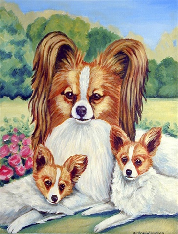 Papillon Mommas Love Flag Garden Size
