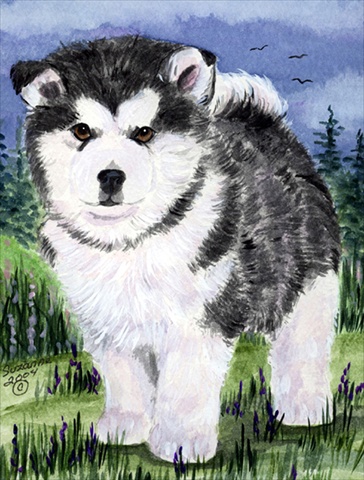 Alaskan Malamute Flag Canvas House Size