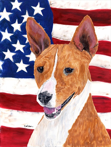 Usa American Flag With Basenji Flag Canvas House Size