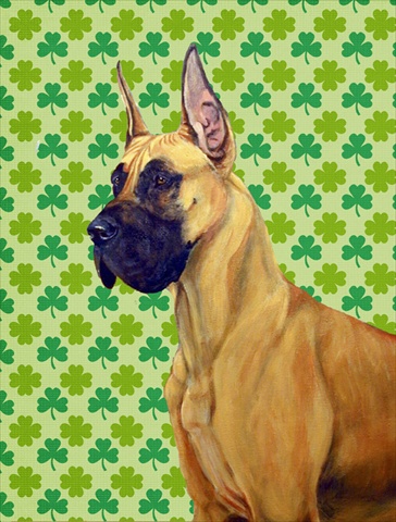 Great Dane St. Patricks Day Shamrock Portrait Flag Canvas House Size