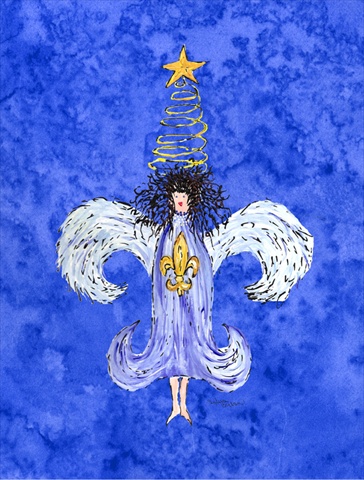 28 x 40 in. Christmas Angel Fleur De Lis Flag Canvas House Size