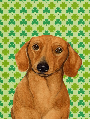 Dachshund St. Patricks Day Shamrock Portrait Flag Canvas House Size