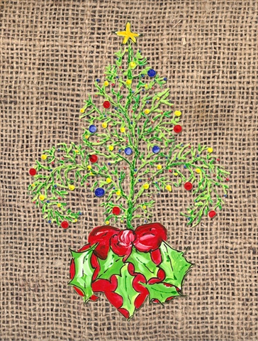 Christmas Tree Fleur de lis Flag Canvas House Size