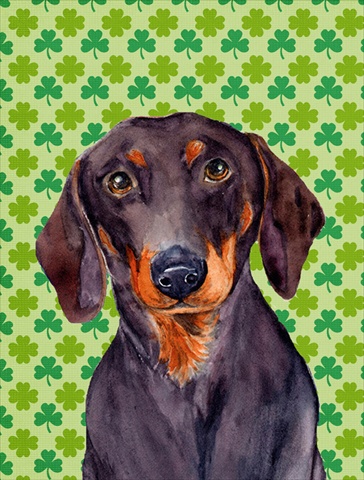 Dachshund St. Patricks Day Shamrock Portrait Flag Garden Size