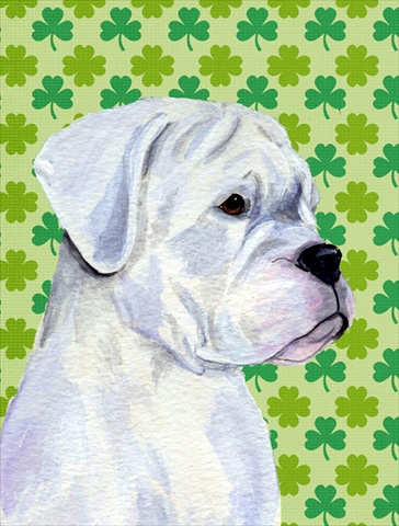 Boxer St. Patricks Day Shamrock Portrait Flag Canvas House Size