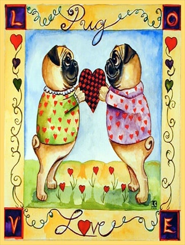 Pug Love Pug Flag Canvas House Size