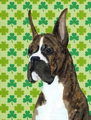 Boxer St. Patricks Day Shamrock Portrait Flag Canvas House Size