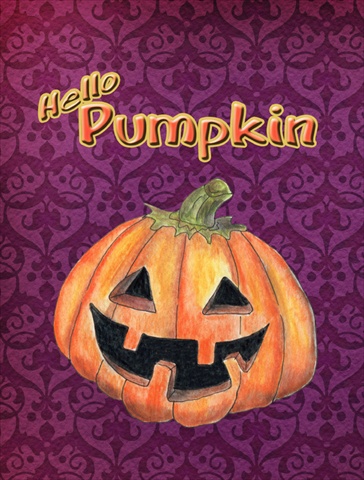 Hello Pumpkin Halloween Flag Canvas House Size