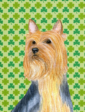 Silky Terrier St. Patricks Day Shamrock Portrait Flag Garden Size