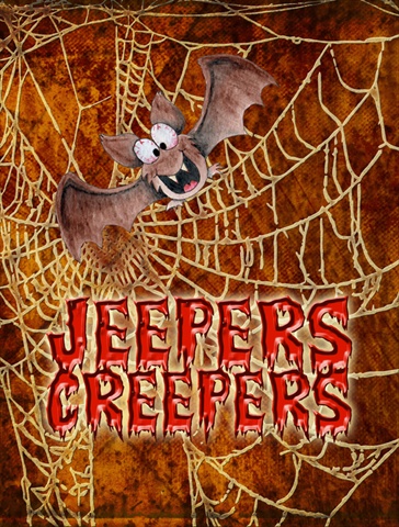 Jeepers Creepers with Bat and Spider web Halloween Flag Canvas House Size