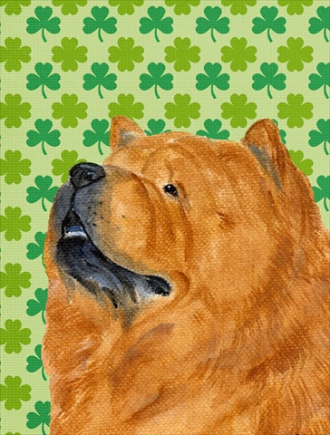 Chow Chow St. Patricks Day Shamrock Portrait Flag Canvas House Size