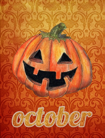 October Pumpkin Halloween Flag Canvas House Size