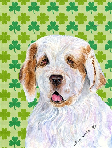 Clumber Spaniel St. Patricks Day Shamrock Portrait Flag Canvas House Size