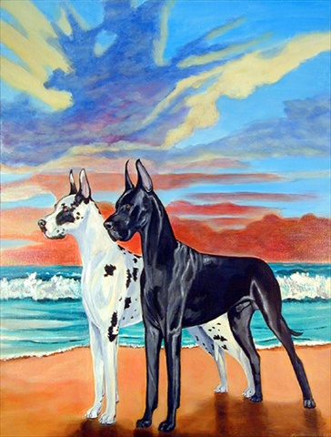 At sunset Great Dane Flag Garden Size
