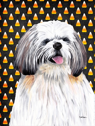 Shih Tzu Candy Corn Halloween Portrait Flag Canvas House Size