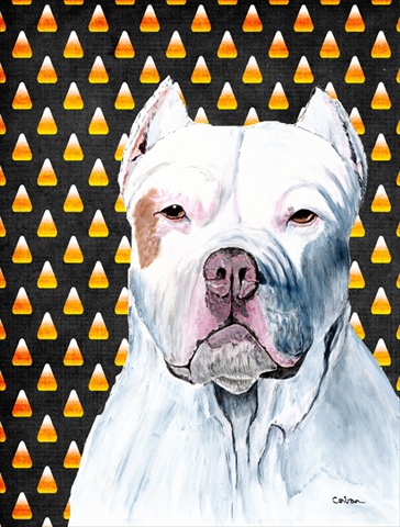 Pit Bull Candy Corn Halloween Portrait Flag Canvas House Size