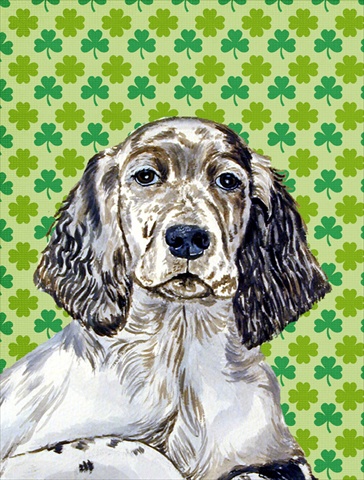 LH9187CHF English Setter St. Patricks Day Shamrock Portrait Flag Canvas House Size
