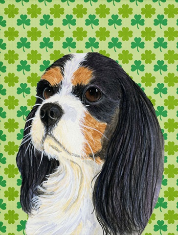 Cavalier Spaniel St. Patricks Day Shamrock Portrait Flag Canvas House Size
